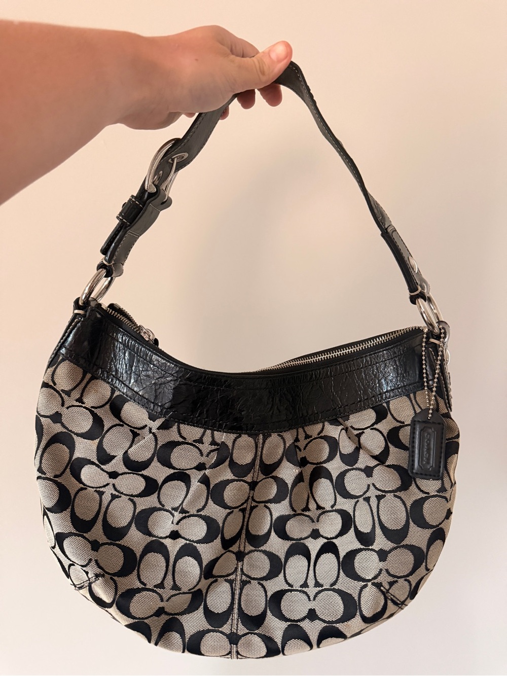 Coach Soho Pleated Signature Black Hobo Bag #13740